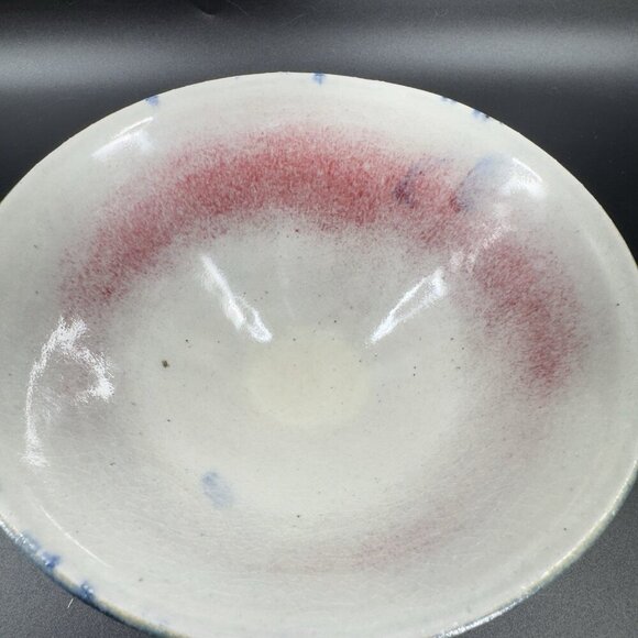 Vintage 1950s Japanese Pottery Hand Made Dish Bowl Red Splatter Glaze Signed - Picture 8 of 14